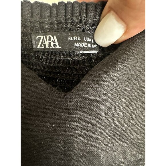 Zara Black Sweetheart Neckline Crop Top Tank Womens Large Adjustable - Picture 6 of 12